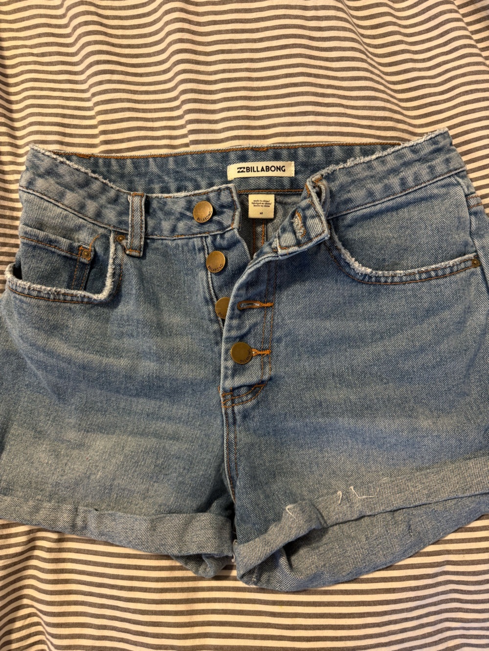 Billabong Women's Light Blue High-Rise Button-Fly Jeans